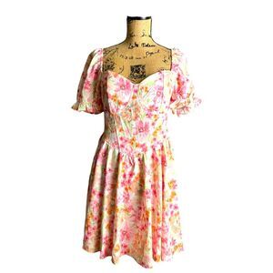 SHEIN Floral Print Puff Sleeve Smock Mini Dress Size Large NWOT